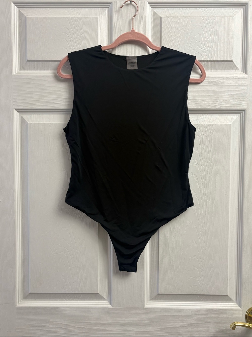 Kittenish Black Sleeveless Thong Bodysuit